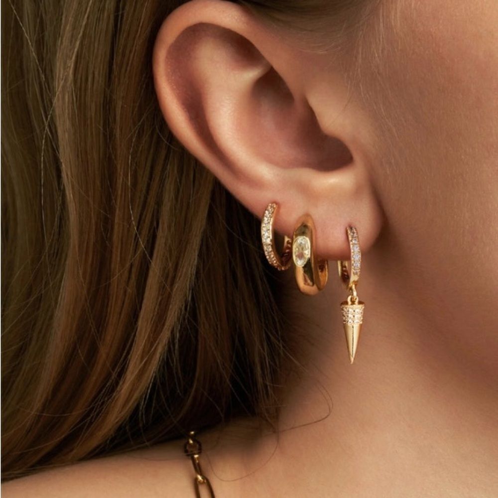 Stackable hoop earrings N661 - Picture 4 of 7